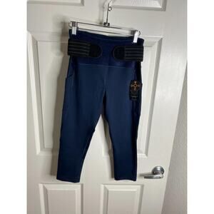 TOMMIE COPPER Women's Adjustable Back Support Capri Leggings Blue NEW ~ Size S